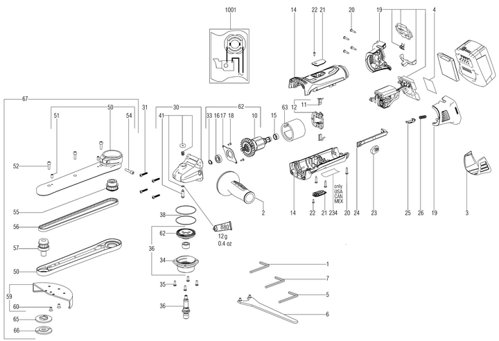 Vue éclatée METABO 00191000#01
