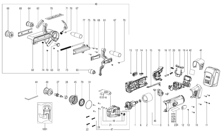 Vue éclatée METABO 00192000#01
