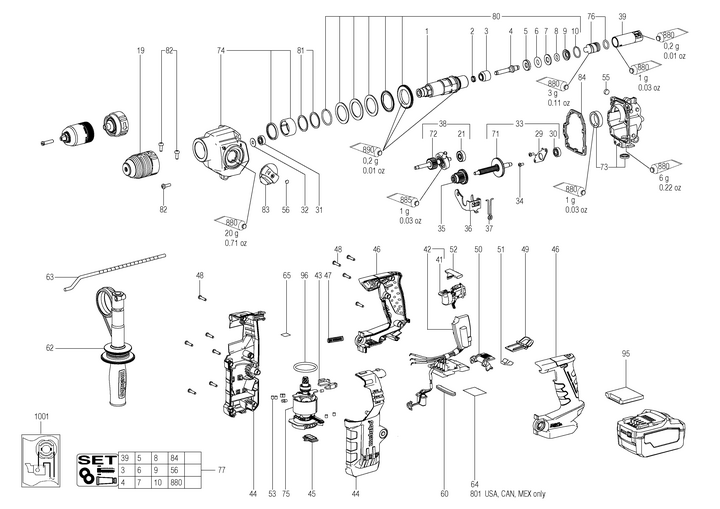 Vue éclatée METABO 00211000#01