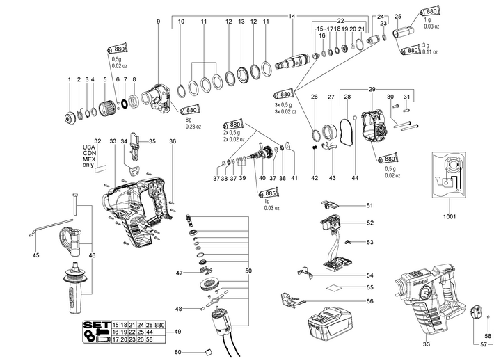 Vue éclatée METABO 00228000#01