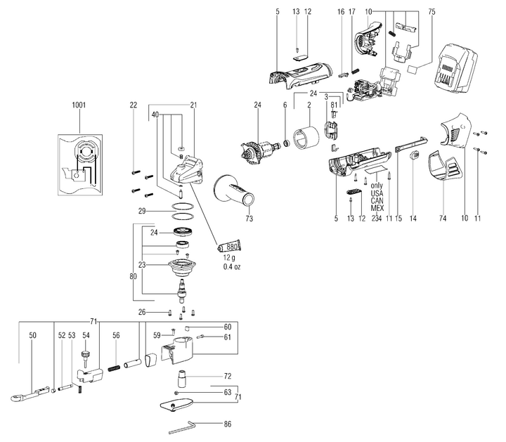 Vue éclatée METABO 00321001#01