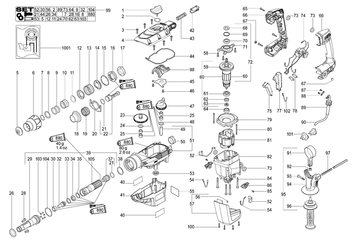 Vue éclatée METABO 00340001#01