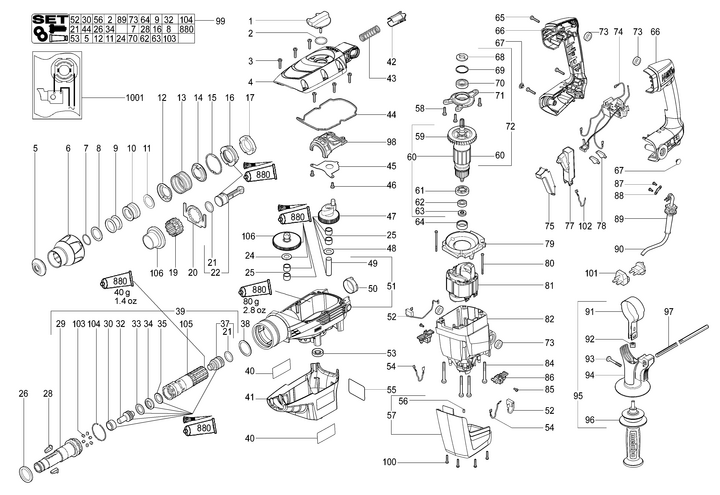 Vue éclatée METABO 00340183#01