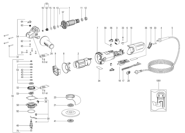 Vue éclatée METABO 00371180#01