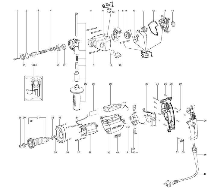Vue éclatée METABO 00582000#01