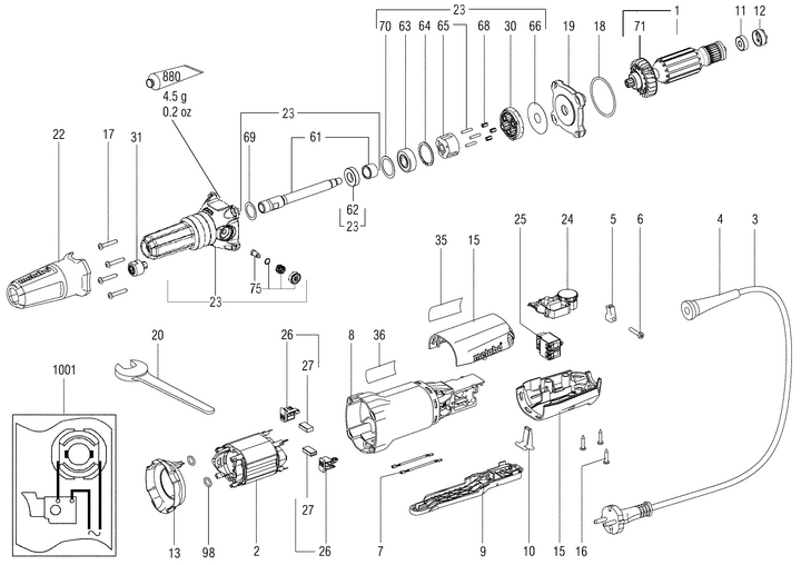 Vue éclatée METABO 00627001#01