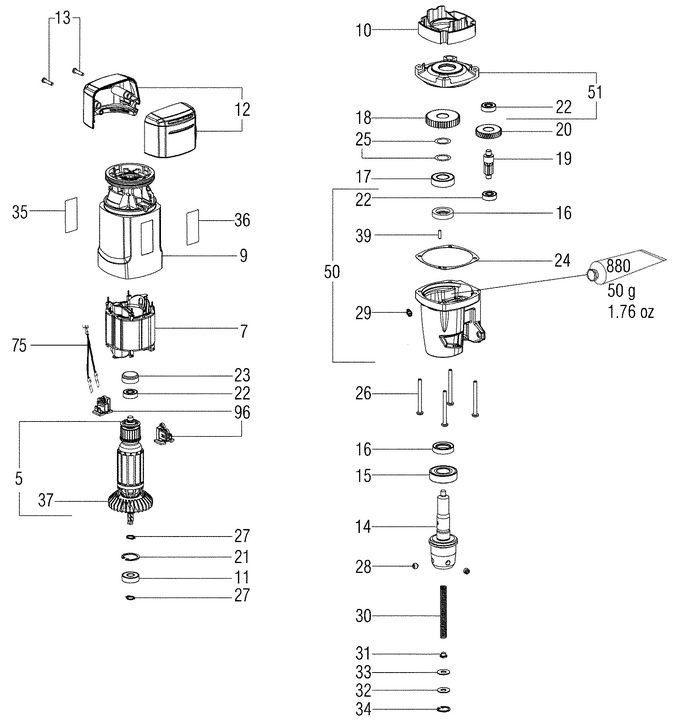 Vue éclatée METABO 00635000#01