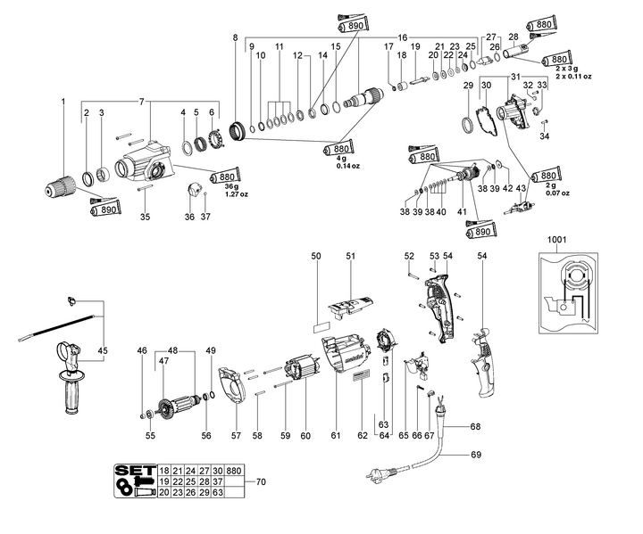 Vue éclatée METABO 00658000#01