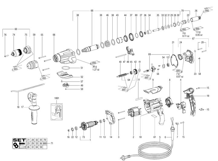 Vue éclatée METABO 00697000#01