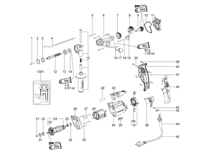 Vue éclatée METABO 00866000#01