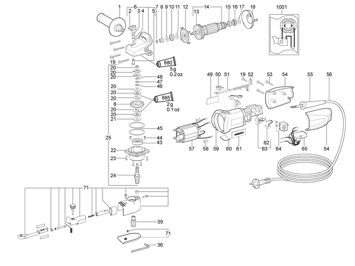 Vue éclatée METABO 02134000#01
