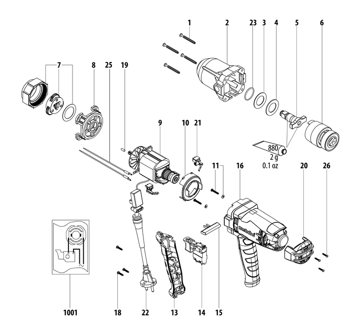 Vue éclatée METABO 02204000#01