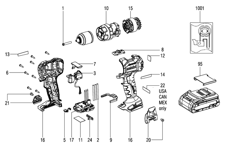 Vue éclatée METABO 02368001#01