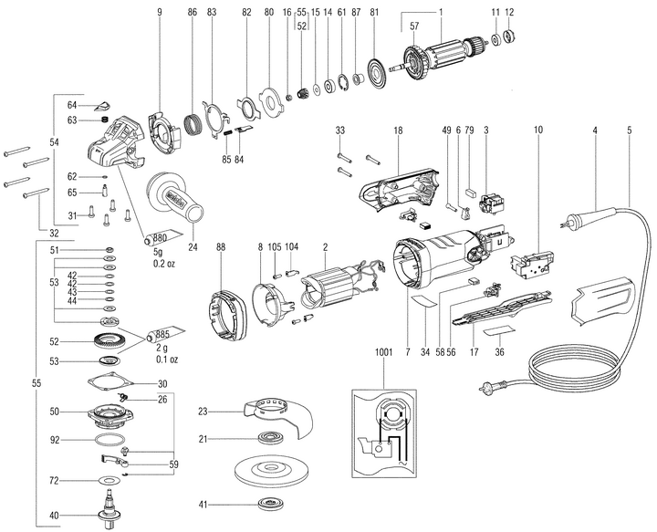 Vue éclatée METABO 03631000#01