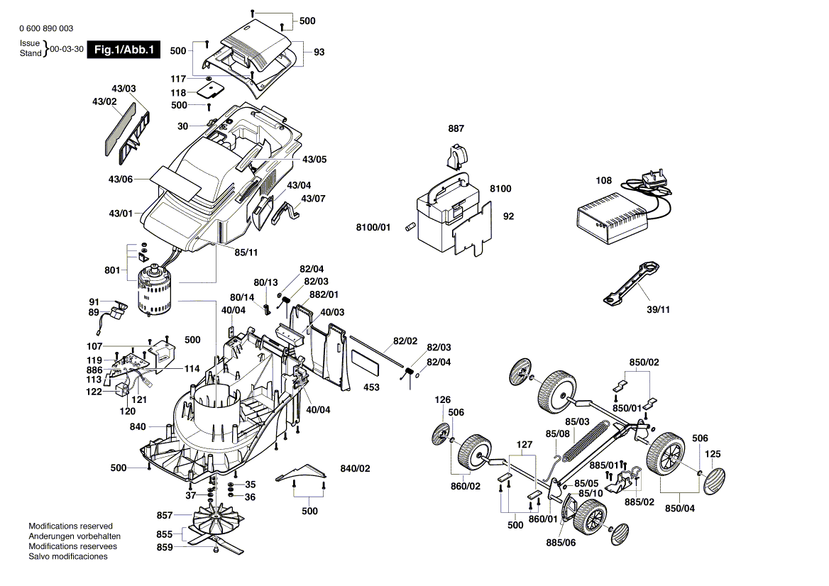 Vue éclatée Bosch ARM36ACCU 0600890003#01