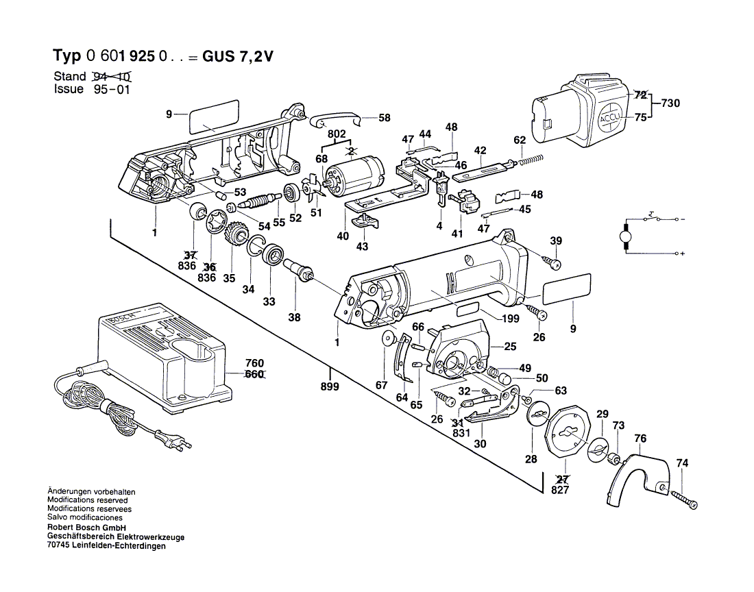 Vue éclatée Bosch GUS7,2V 0601925048#01