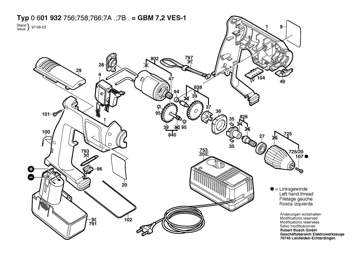 Vue éclatée Bosch GBM7,2VES-1 0601932756#01