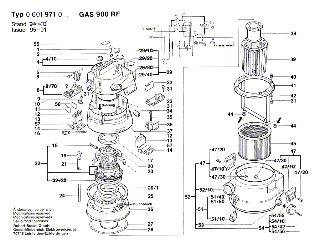 Vue éclatée Bosch GAS900RF 0601971048#01