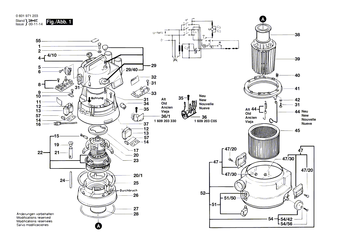 Vue éclatée Bosch GAS1000RF 0601971248#01