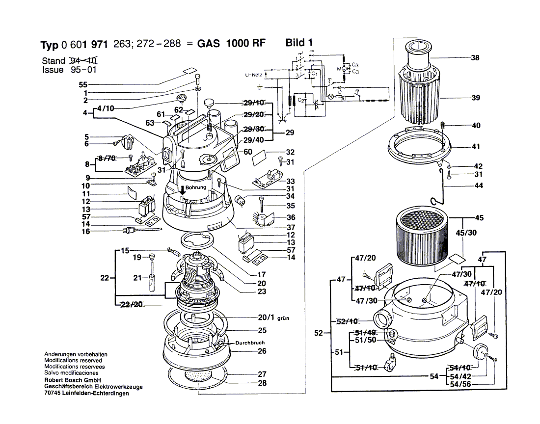 Vue éclatée Bosch GAS1000RF 0601971288#01