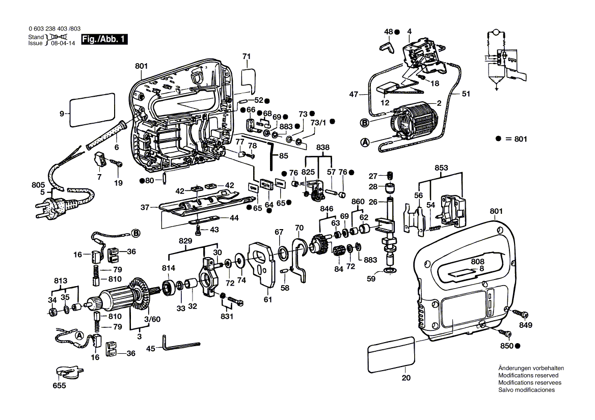 Vue éclatée Bosch PST54PE 0603238403#01