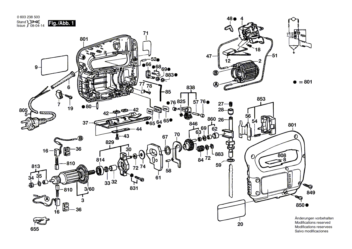 Vue éclatée Bosch PST50PE 0603238503#01