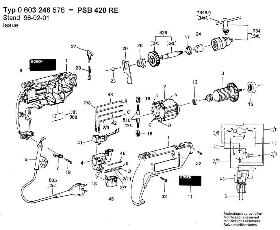 Vue éclatée Bosch PSB420RE 0603246576#01
