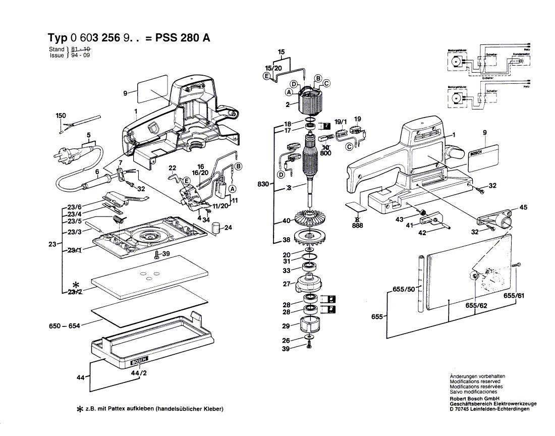 Vue éclatée Bosch PSS280A 0603256947#01