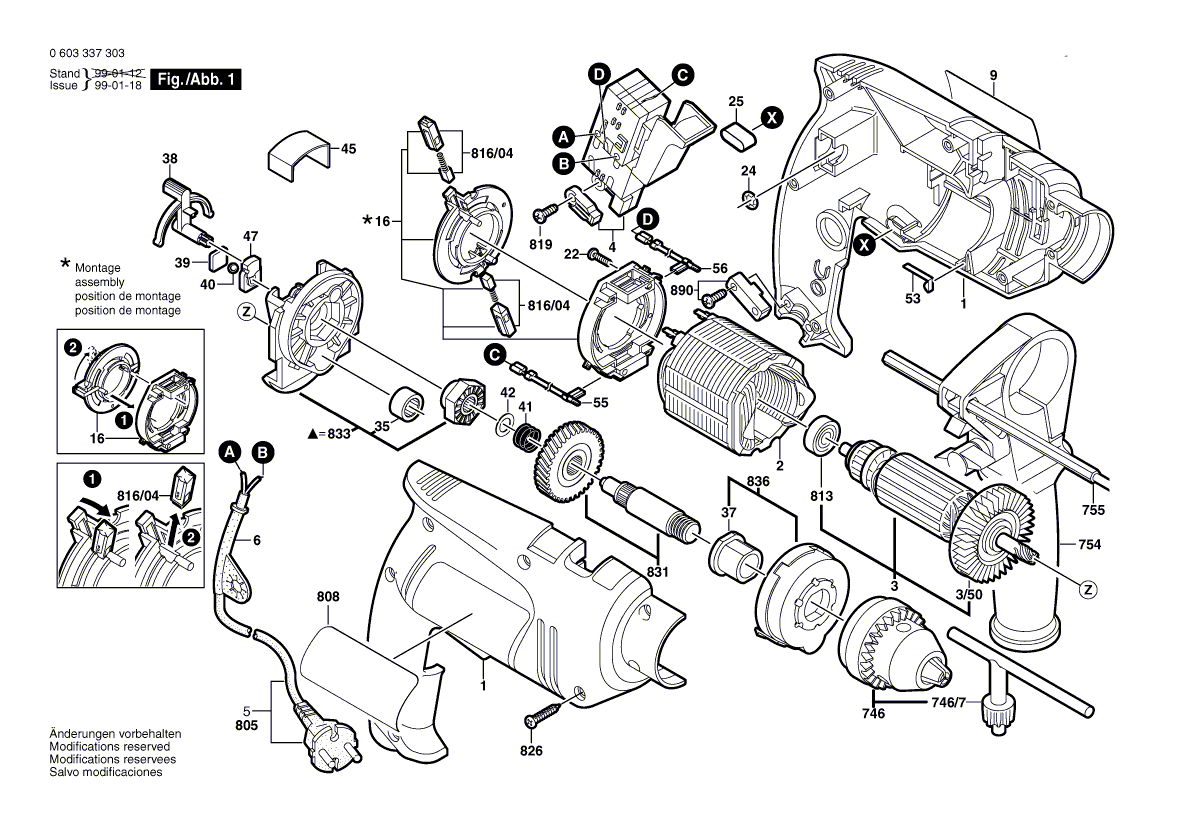 Vue éclatée Bosch PSB450 0603337303#01