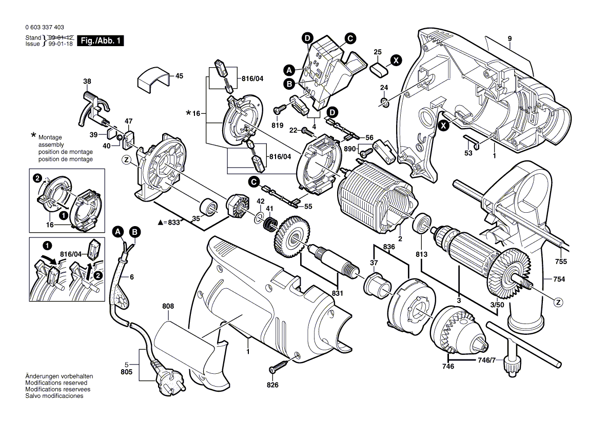 Vue éclatée Bosch PSB450-2 0603337403#01