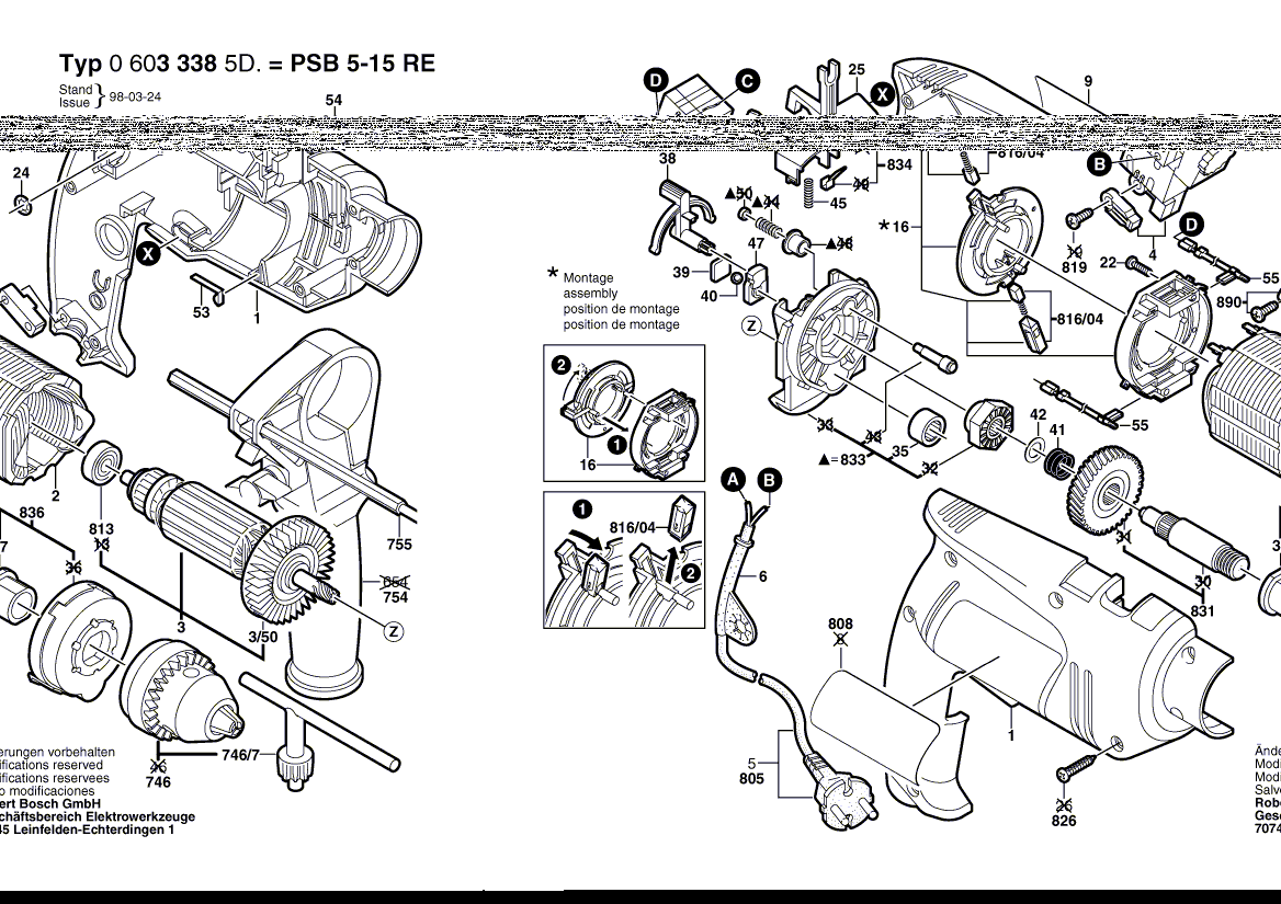 Vue éclatée Bosch PSB5-15RE 06033385D8#01