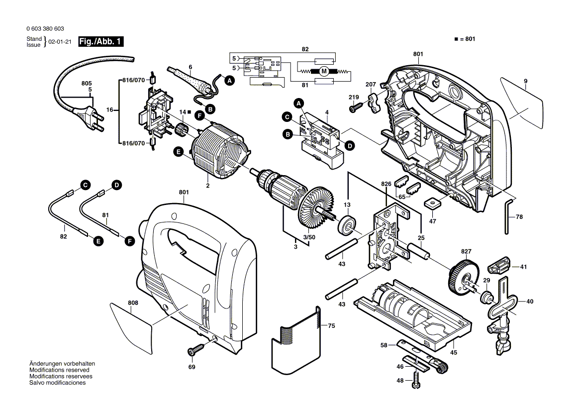 Vue éclatée Bosch PST650E 0603380603#01