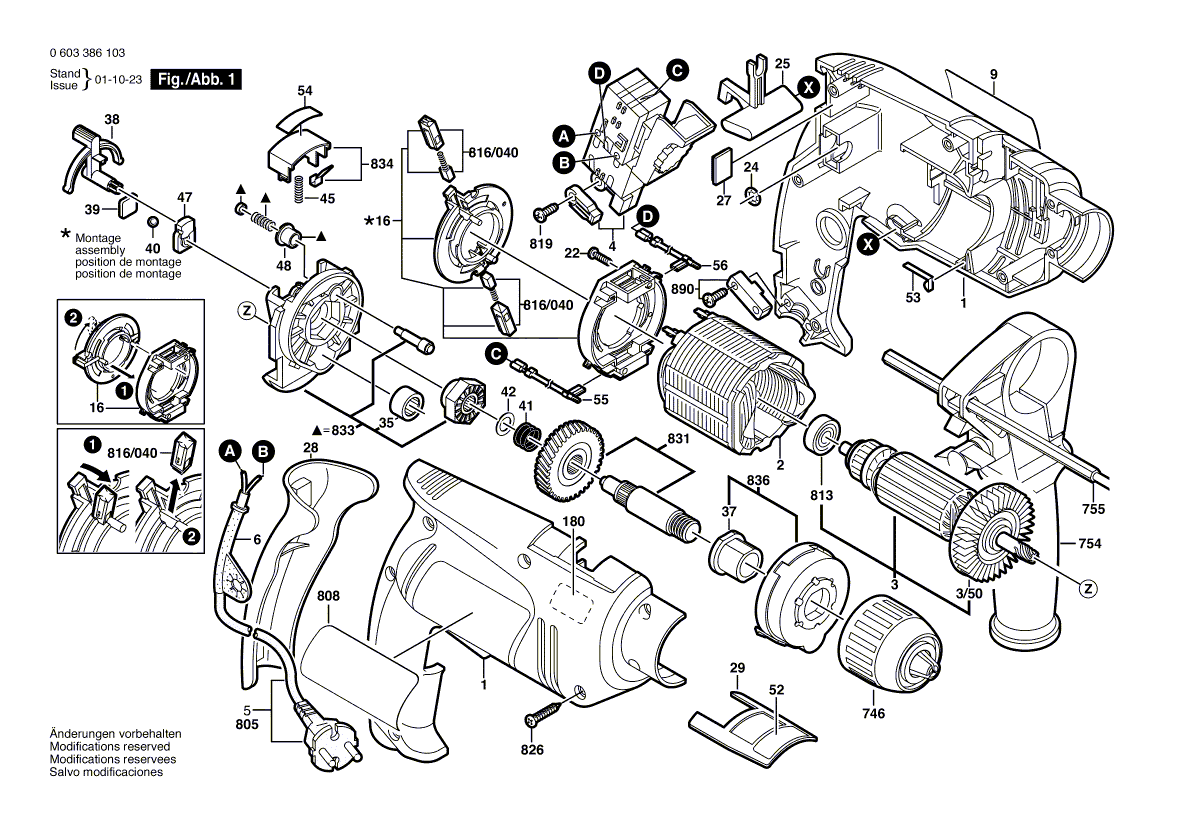 Vue éclatée Bosch PSB650-2 0603386103#01