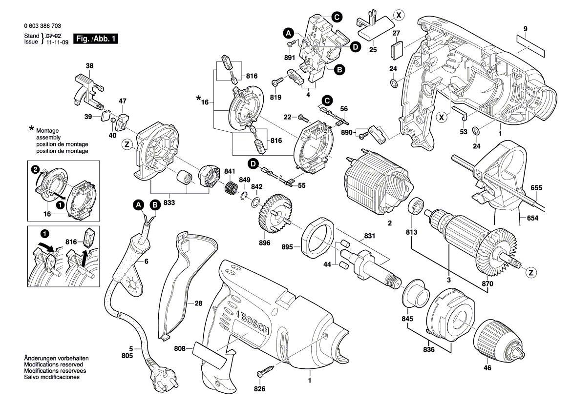 Vue éclatée Bosch PSB700RE 0603386A10#01