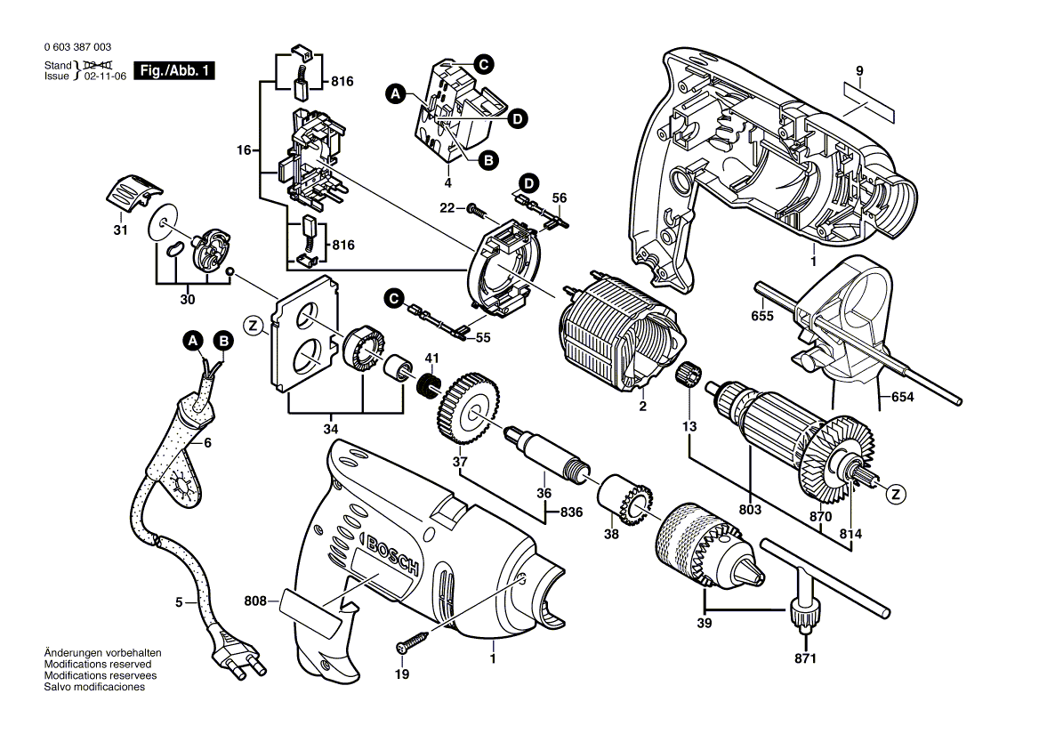 Vue éclatée Bosch PSB500-2 0603387103#01