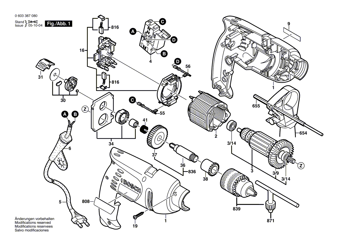 Vue éclatée Bosch PSB500-2 0603387180#01
