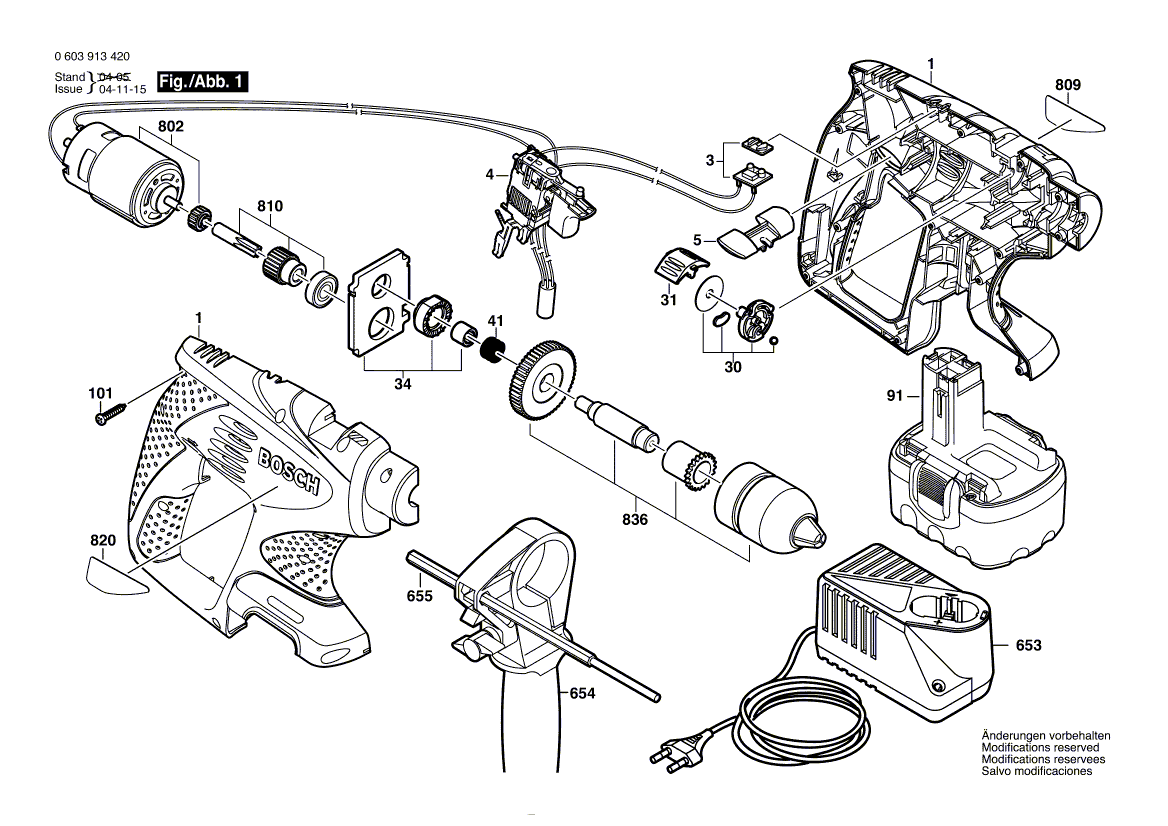 Vue éclatée Bosch PSB14,4V-I 0603913490#01