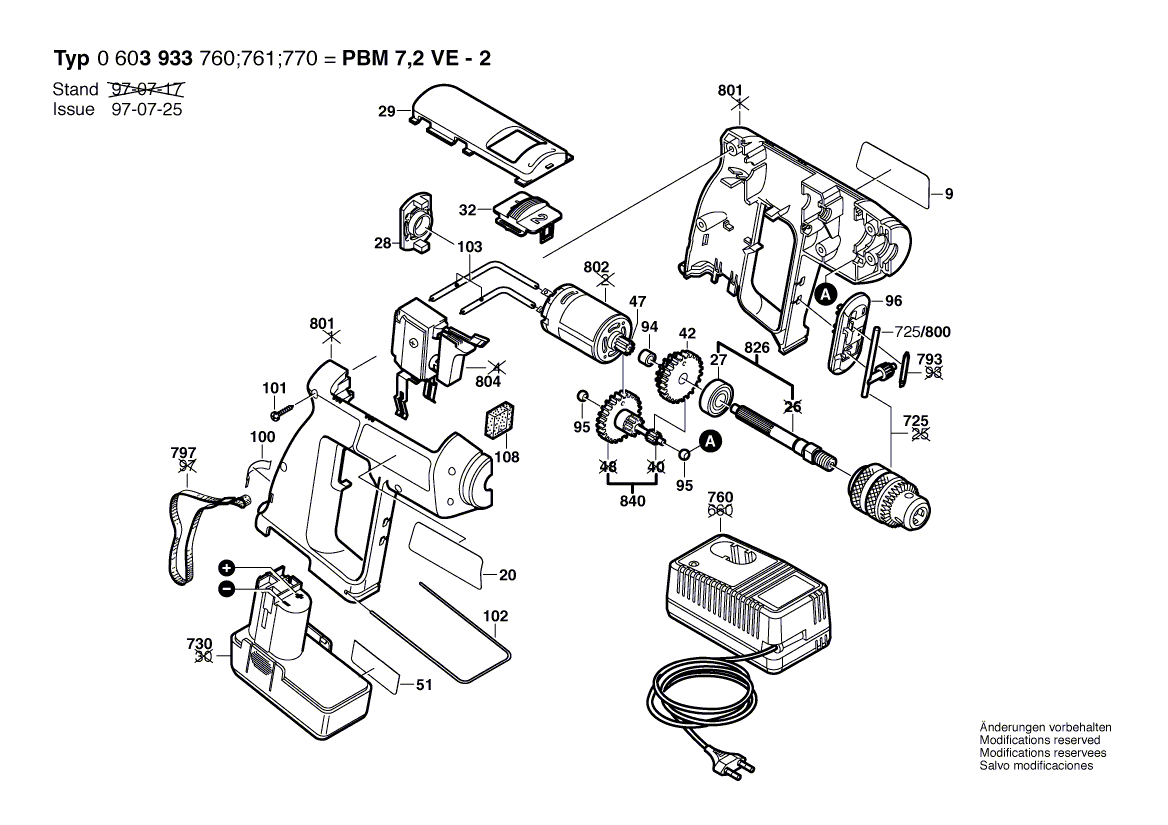 Vue éclatée Bosch PBM7,2VE-2 0603933760#01