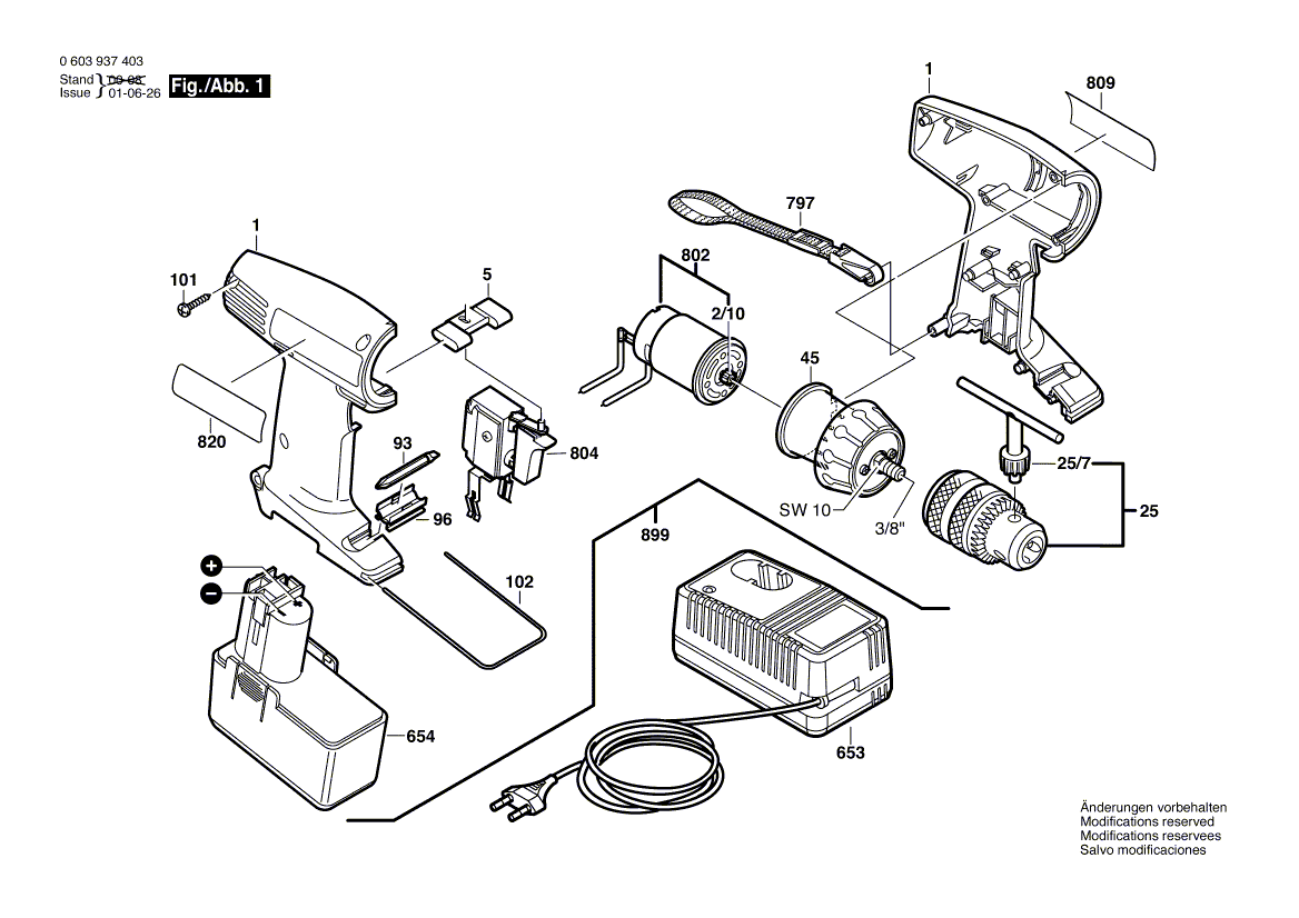 Vue éclatée Bosch PSR14,4VE 0603937403#01