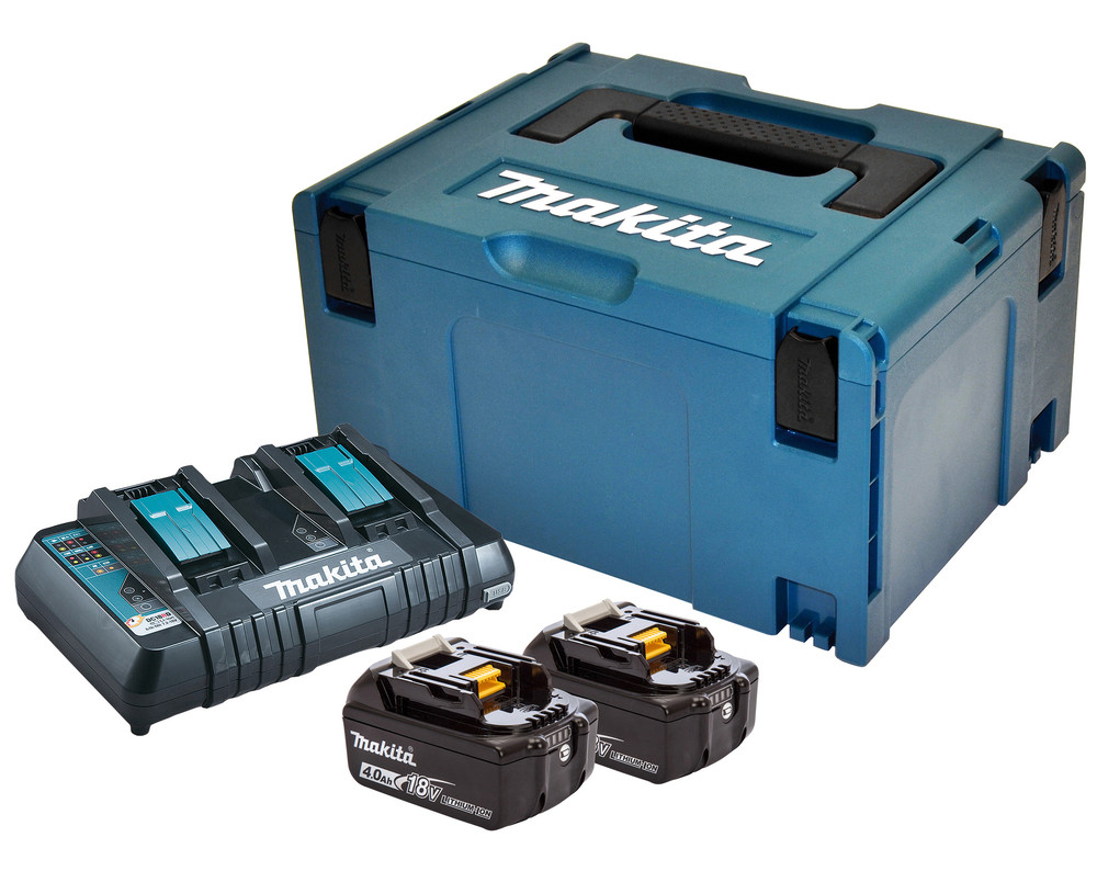 Pack Énergie 18 V Li-Ion (2 batteries + 1 chargeur double) avec coffret MAKPAC Makita