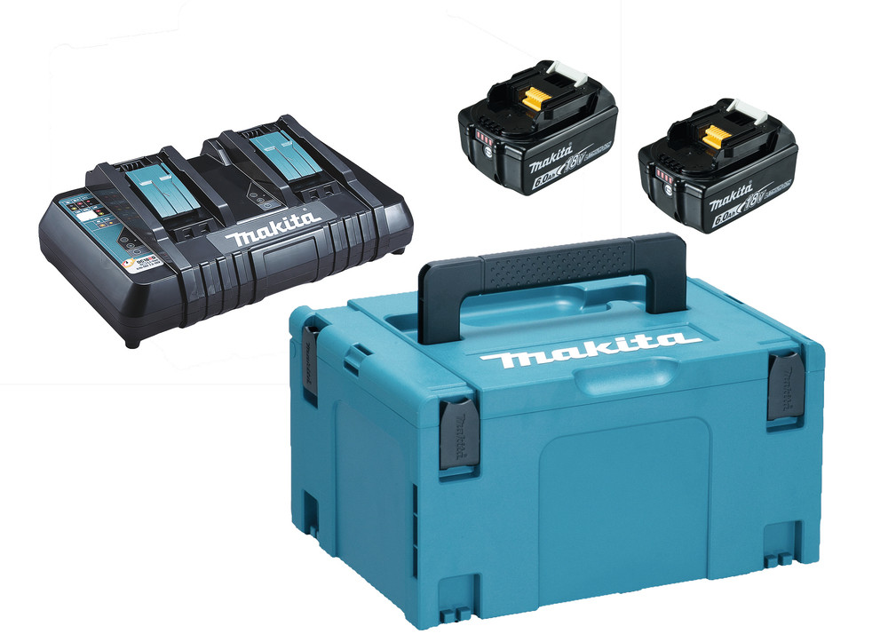 Pack Énergie 18 V Li-Ion (2 batteries + 1 chargeur double) avec coffret MAKPAC Makita