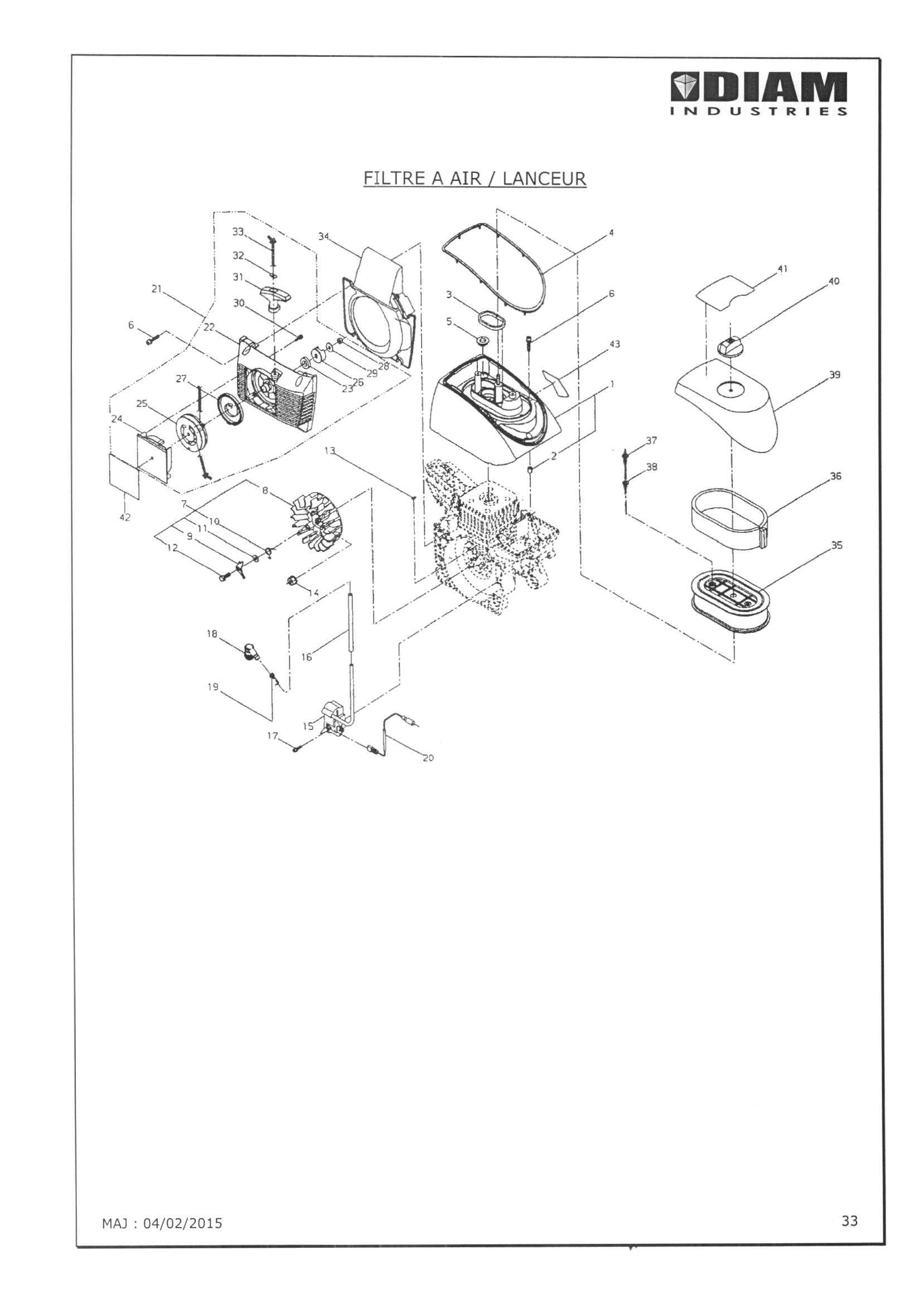 PIECES DETACHEES DECOUPEUSE THERMIQUE DIAM INDUSTRIES EC 7500