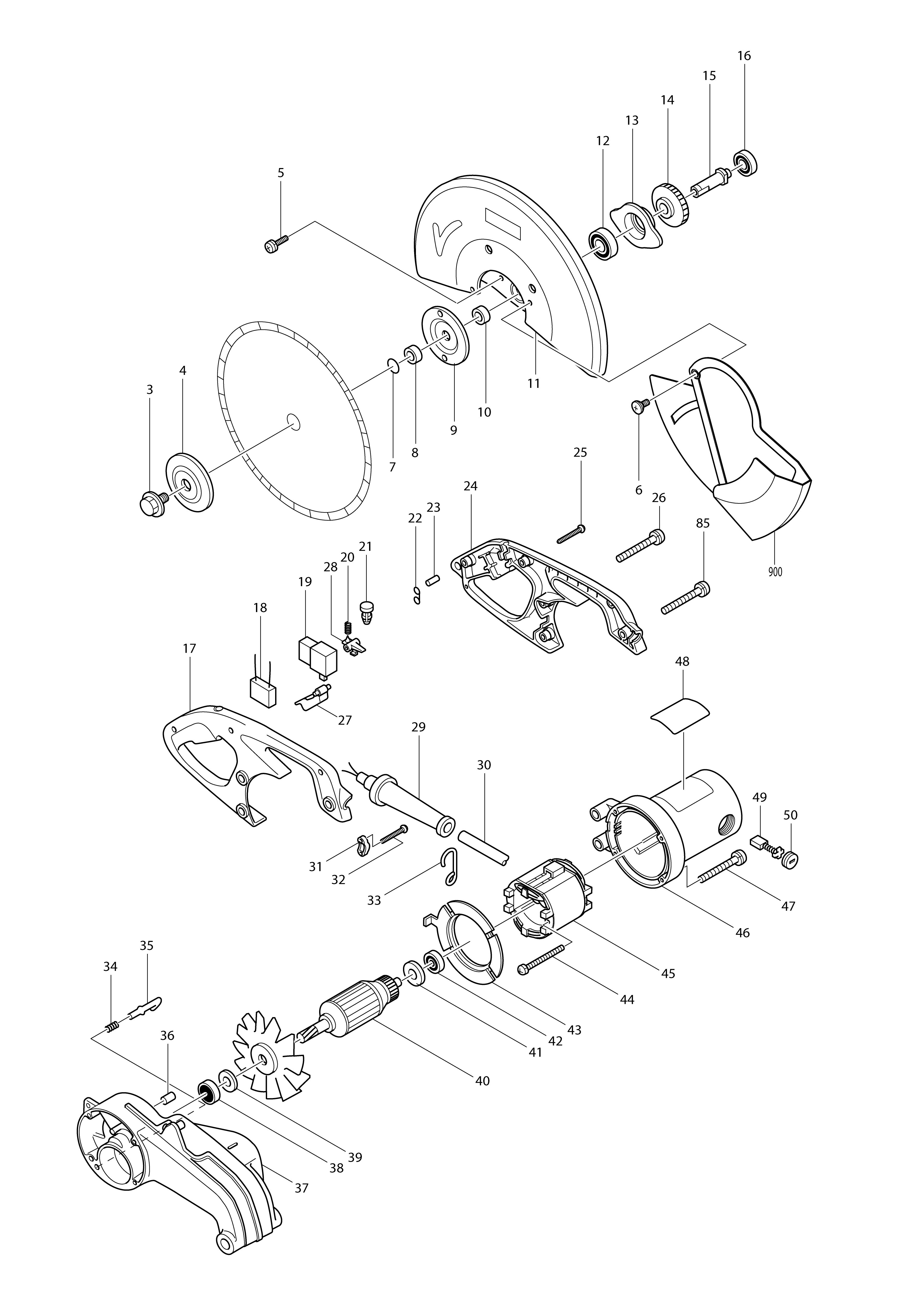 Vue éclatée Makita 2414B#01