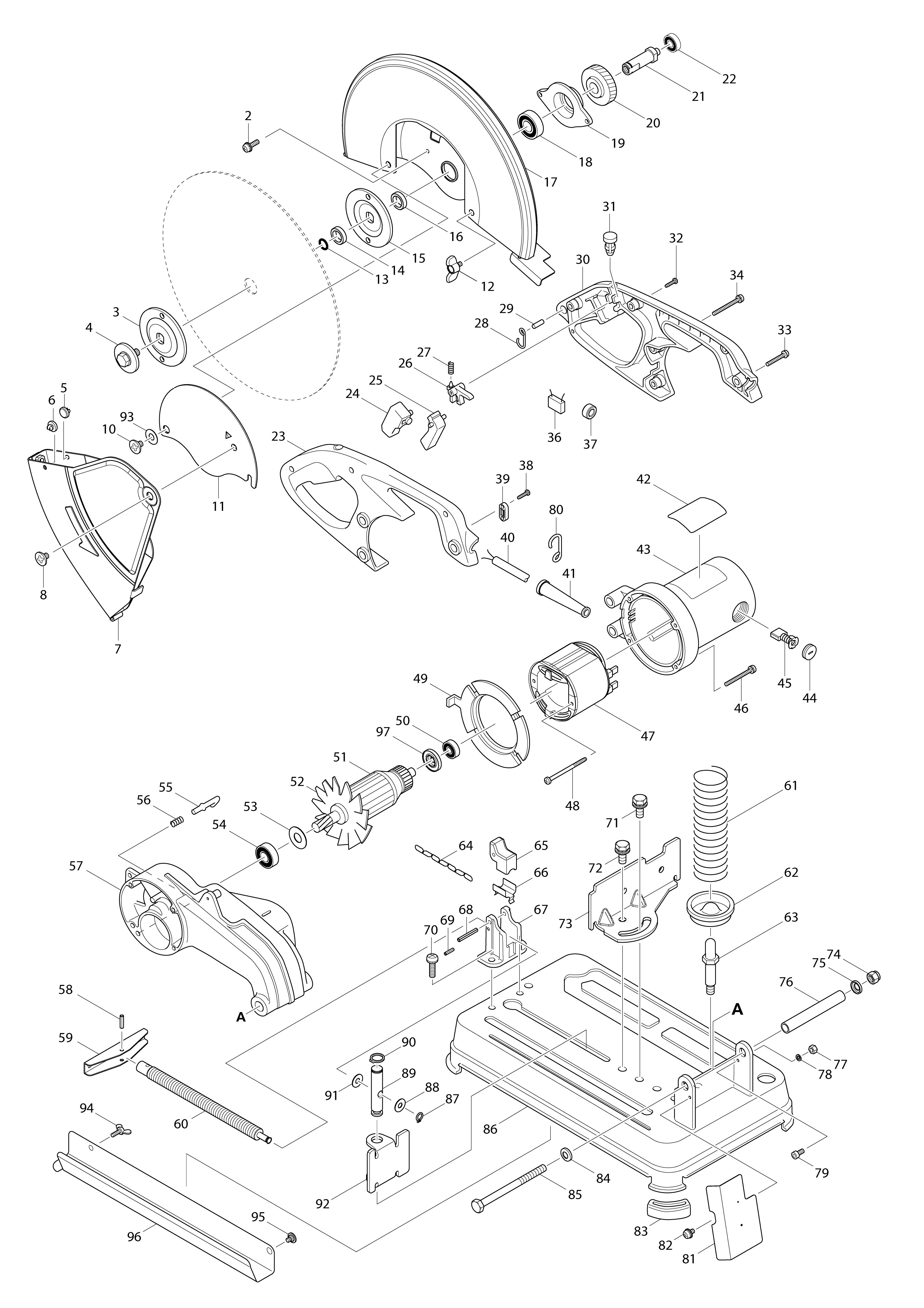 Vue éclatée Makita 2414EN#01