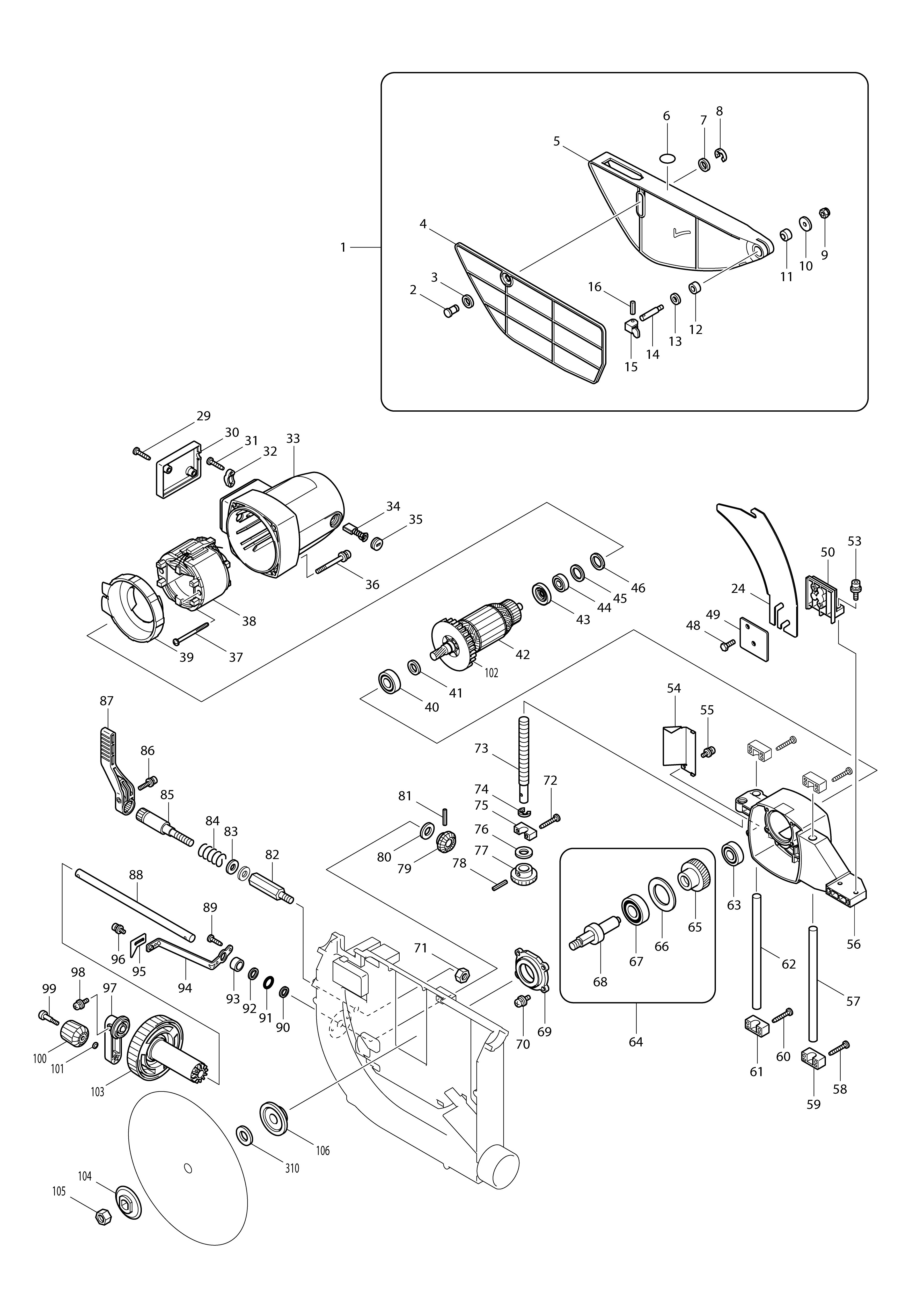 Vue éclatée Makita 2704#01