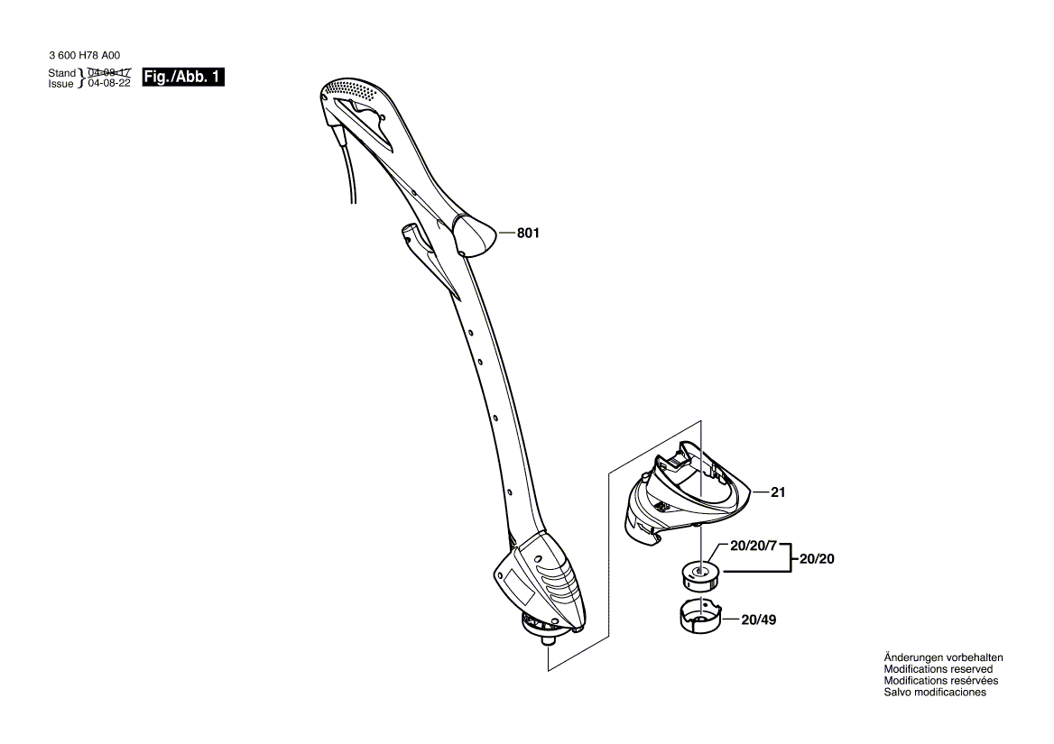 Vue éclatée Bosch ART23EASYTRIM 3600H78A00#01