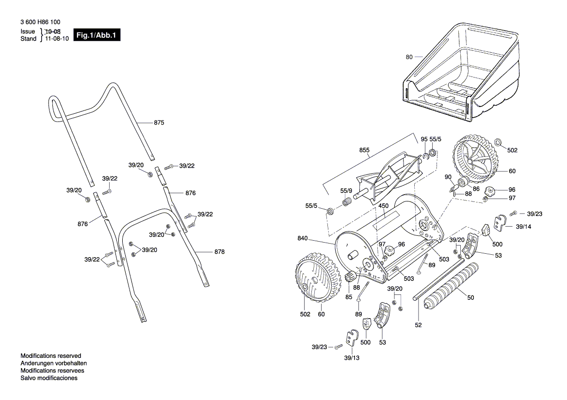 Vue éclatée Bosch AHM38G 3600H86100#01