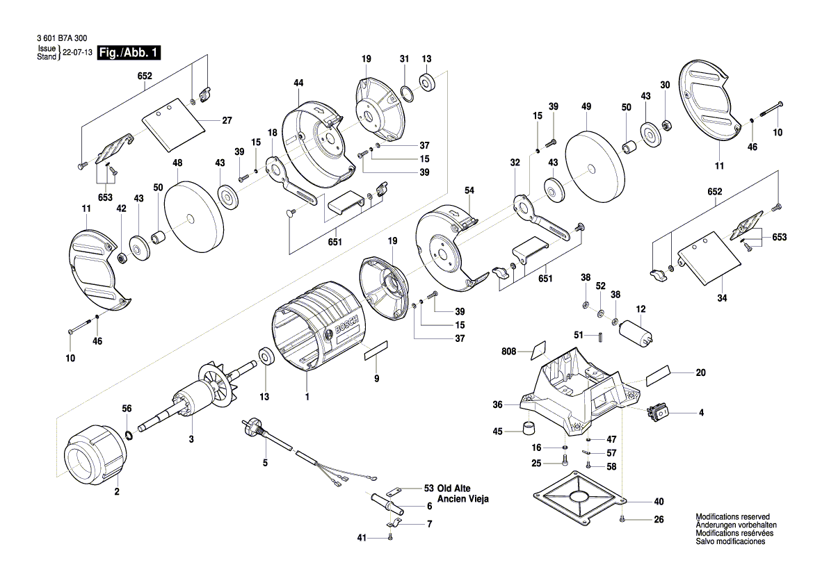 Vue éclatée Bosch GBG35-15 3601B7A300#01