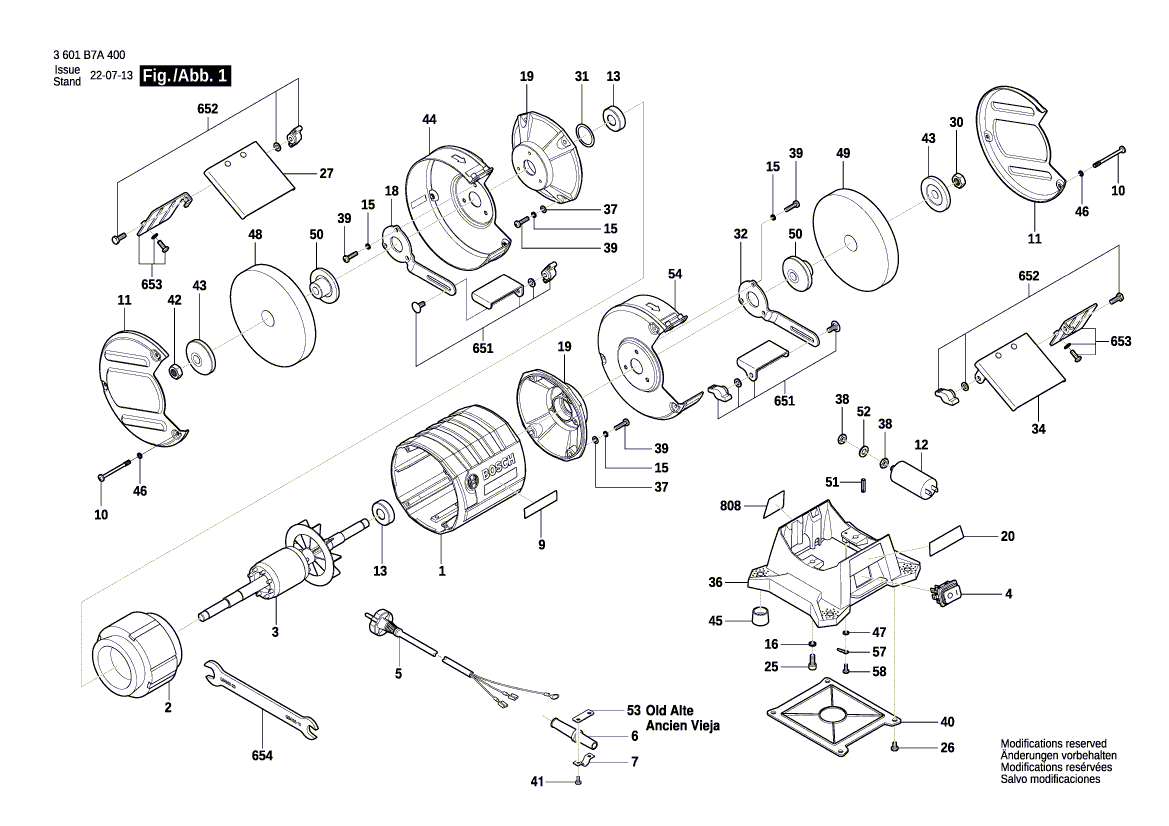 Vue éclatée Bosch GBG60-20 3601B7A400#01