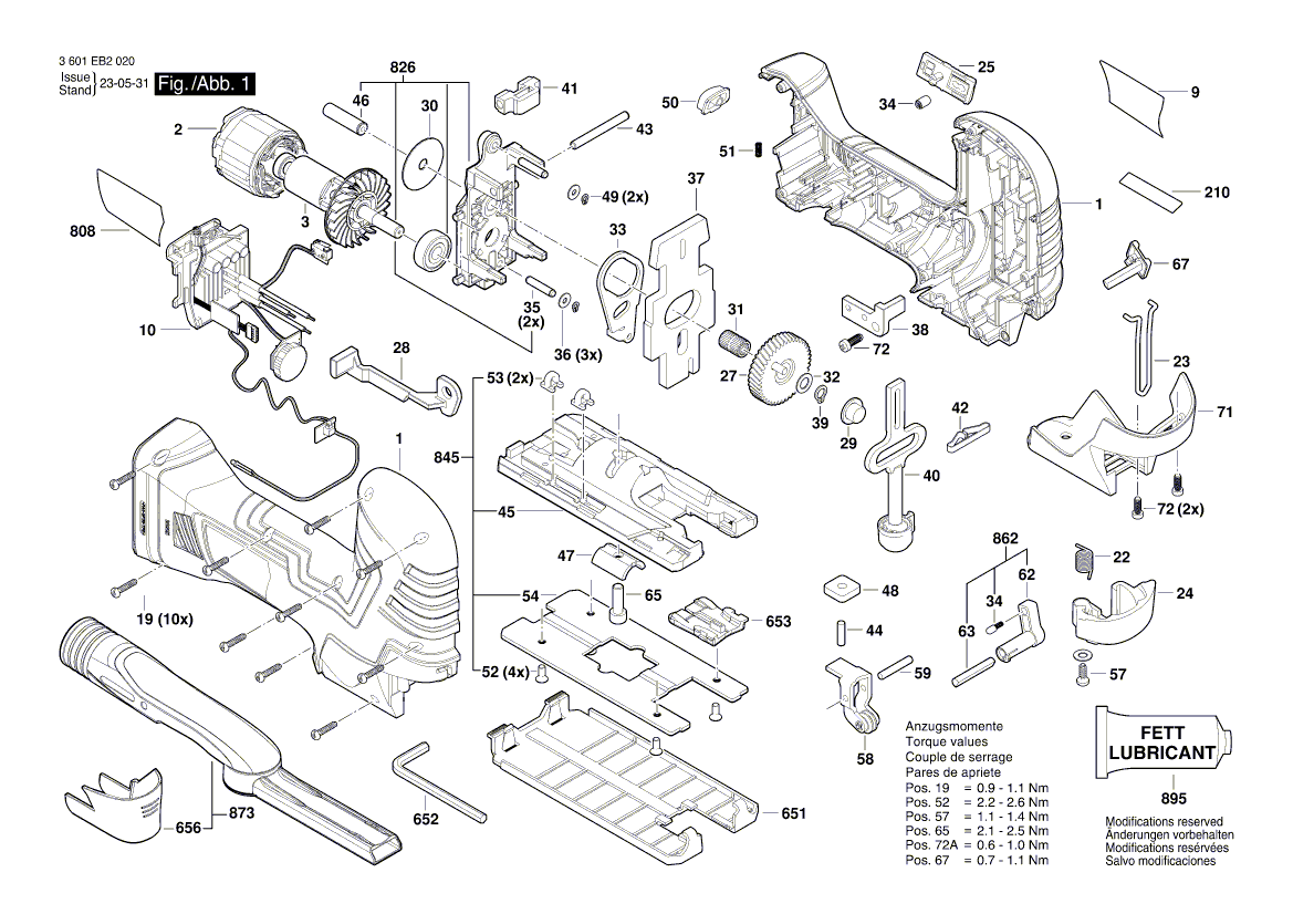 Vue éclatée Bosch GST18V-125S 3601EB2000#01